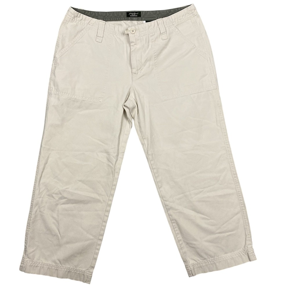 Eddie Bauer Vashon Fit‎ Utility Crop Pants Womens 8 Beige Khaki